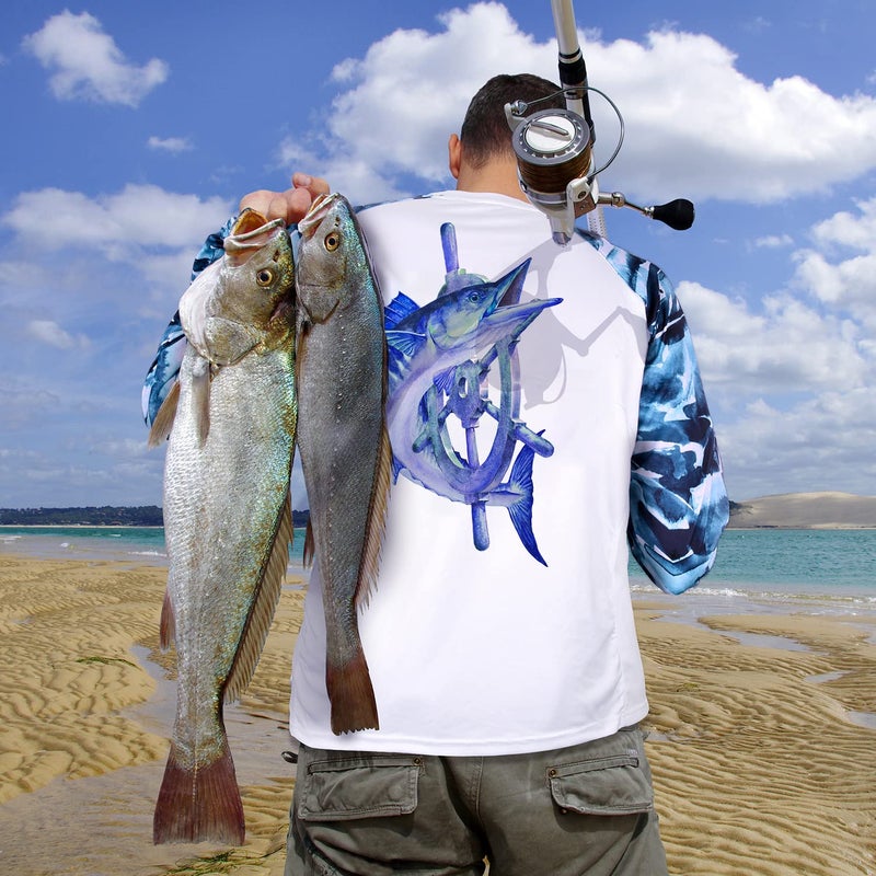 Palmyth Fishing Shirt for Men Long Sleeve Sun Protection UV UPF 50+ T-Shirts with Pocket (Wahoo and Rudder, XXX-Large) - Image 4